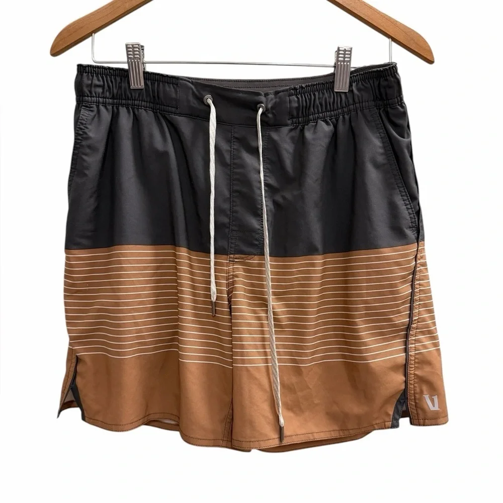 VUORI Trail Shorts Camel Stripe Size Small
